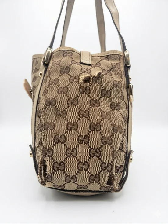 Gucci Vintage Beige GG Canvas Shoulder Bag - Picture 8 of 17